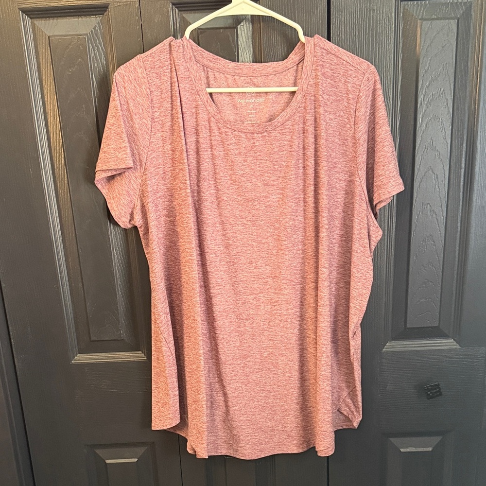 Casual Heathered Red Short Sleeve Women's Tee